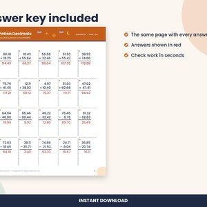Halloween Decimals Worksheet, 5th Grade Add and Subtract Hundredths (PDF Download) image 3
