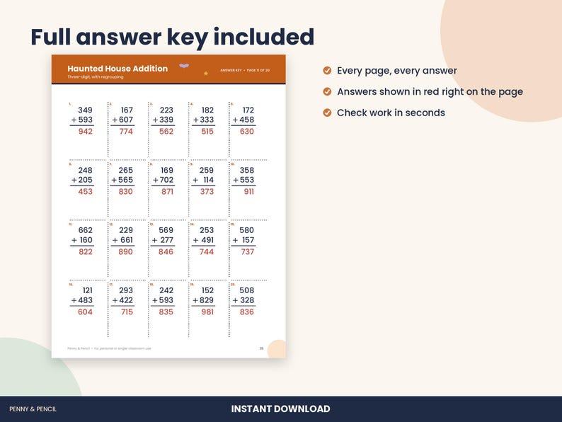 Halloween Math Worksheets, 2nd and 3rd Grade Regrouping, Multiplication (PDF Download) imagen 3