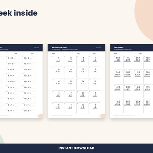 Math Worksheet Sampler K-5, 6 Pages Kindergarten to 5th Grade (PDF Download) image 4