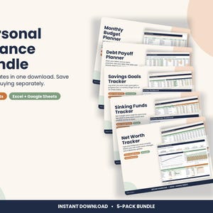 Personal Finance Bundle, 5 Budget Spreadsheet Templates for Excel & Google Sheets