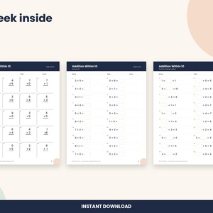 Kindergarten Addition Within 10 Worksheets, 20 Pages with Answer Key (PDF Download) image 4