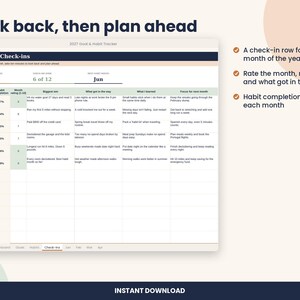 2027 Habit Tracker Spreadsheet, New Year Goal Planner for Excel & Google Sheets image 5