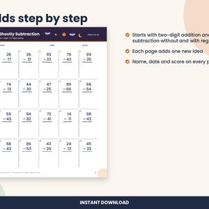 Halloween Math Worksheets, 2nd and 3rd Grade Regrouping, Multiplication (PDF Download) imagen 2
