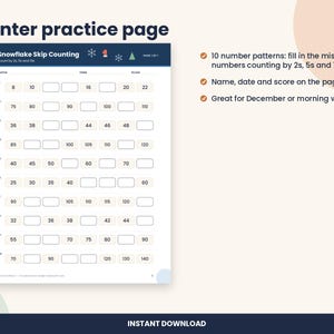 Christmas Skip Counting Worksheet, 2nd Grade Winter Math (PDF Download) 画像 2