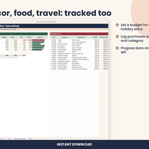 Christmas Gift Budget Tracker Spreadsheet, Holiday Gift List for Excel & Google Sheets image 4