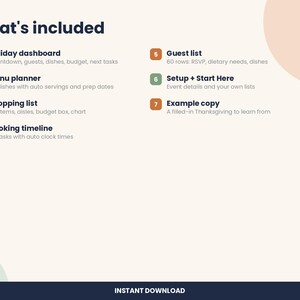 Thanksgiving and Christmas Dinner Planner Spreadsheet for Excel & Google Sheets image 6