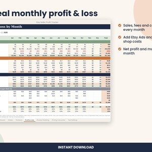 Etsy Seller Profit Tracker Spreadsheet, Fee Calculator for Excel & Google Sheets image 5