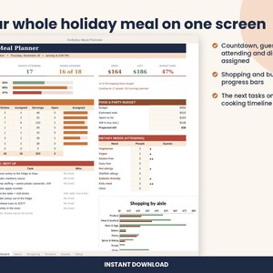 Thanksgiving and Christmas Dinner Planner Spreadsheet for Excel & Google Sheets image 2