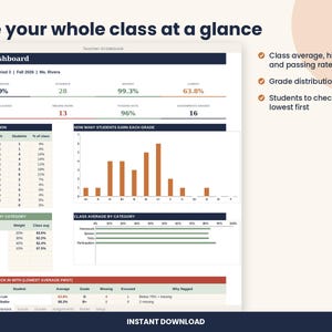 Teacher Gradebook Spreadsheet, Weighted Grade Calculator for Excel & Google Sheets Bild 2