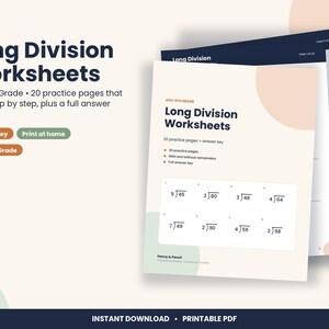 Long Division Worksheets, 4th and 5th Grade, 20 Pages with Answer Key (PDF Download) imagen 1