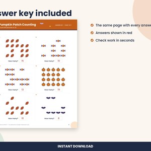 Halloween Counting to 20 Worksheet, Kindergarten Math (PDF Download) imagen 3