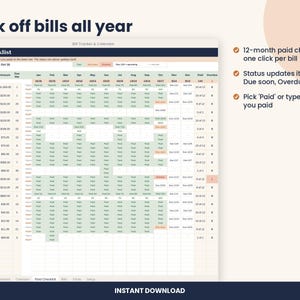 Bill Tracker Spreadsheet, Monthly Bill Calendar for Excel & Google Sheets image 4