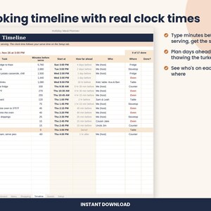 Thanksgiving and Christmas Dinner Planner Spreadsheet for Excel & Google Sheets image 5