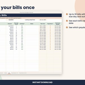 Paycheck Budget Planner Spreadsheet, Biweekly Budget for Excel & Google Sheets image 4