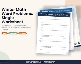 Christmas Math Word Problems Worksheet, 3rd Grade Winter (PDF Download)
