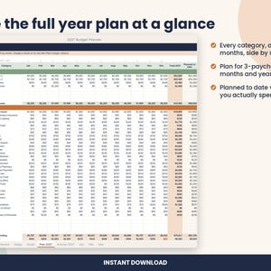 2027 Budget Planner Spreadsheet, Annual Budget with Monthly Tabs for Excel & Google Sheets image 4
