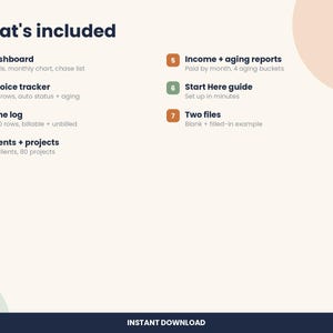 Freelancer Invoice Tracker Spreadsheet, Clients and Time Log for Excel & Google Sheets image 6