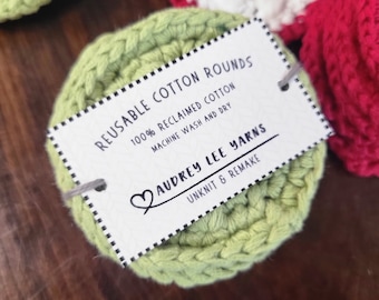 Reusable Cotton Rounds, Set of 5, Made with 100% Reclaimed Cotton Yarn