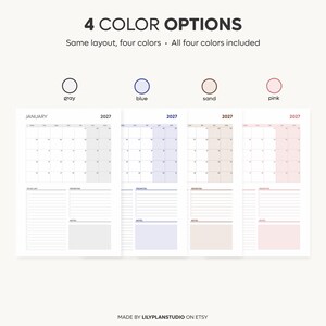 2027 Monthly Planner on One Page, Monthly Organizer, Monthly Agenda, Month at a Glance, Printable & Fillable, A4/A5/Letter/Half