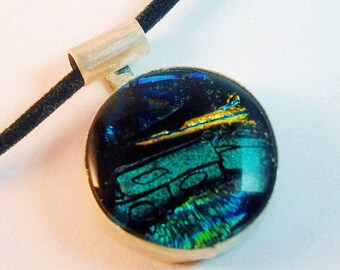 Dichroic Glass and Sterling Silver Pendant