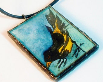 Hand Painted Bird Pendant