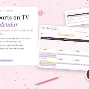 Football Watch Schedule Printable, Fall Sports Calendar 2026 2027, Game Night Planner Spreadsheet, Weekly TV Sports Guide, Google Sheets