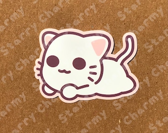 White Cat Holographic Sticker