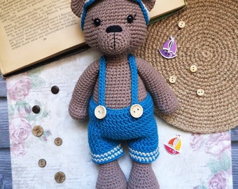 Crochet Teddy Bear Pattern the Bruno, Amigurumi bear tutorial, DIY, PDF-Instant download