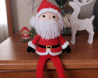 Patrón de ganchillo de Papá Noel, juguete de Papá Noel amigurumi navideño, descarga instantánea en PDF.