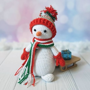 Snowman Crochet Pattern Amigurumi Snowman pattern Christmas crochet toy decoration,  PDF English, Español