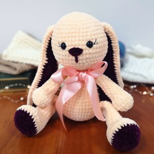 Plush bunny long ears toy Handmade rabbit toy Soft bunny stuffed animal 1st birthday gift