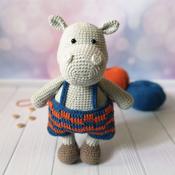 Hugo the Hippo crochet pattern  Amigurumi hippo pattern crochet animal tutorial PDF-Instant download