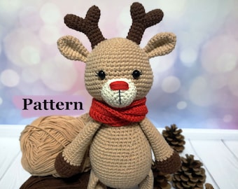 Crochet Baby Reindeer Pattern, Amigurumi doll, DIY, Christmas toy decoration, PDF-Instant download