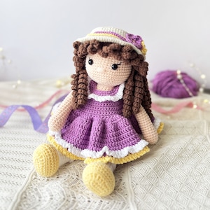 Lina doll crochet pattern Amigurumi doll pattern in dress and hat, Amigurumi tutorial, PDF-Instant download