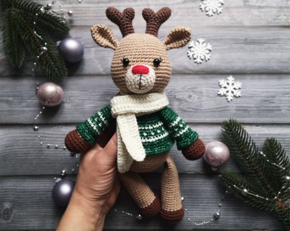 Hotsell Crochet reindeer Amigurumi deer Figurine Reindeer toy Stuffed Christmas Xmas Ornament Decor Winter decoration