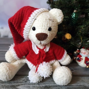 Christmas teddy bear toy  handmade soft bear doll plush teddies, Festive bear toy