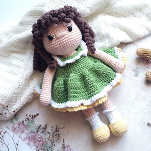 Crochet doll pattern, Lina amigurumi girl doll pattern with clothes, PDF-Instant download