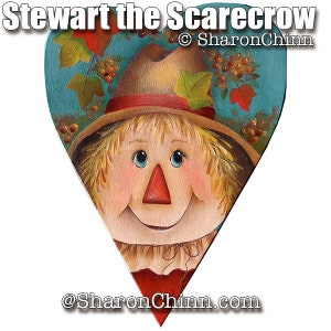 Scarecrow Face on Prim Heart Painting Pattern by Download, Stewart the Scarecrow, Sharon Chinn, Sweet Patoodies, SC00101