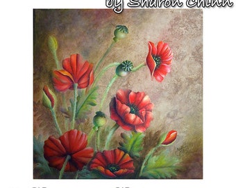 Red Poppy Painting Pattern by Download - Pop of Red, Sharon Chinn, Sweet Patoodies, SC264