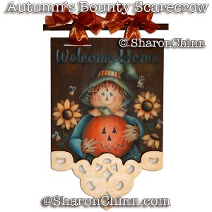 Scarecrow, Pumpkin, Sunflowers Painting Pattern by Download, Autumns Bounty Scarecrow, Sweet Patoodies, SC00257