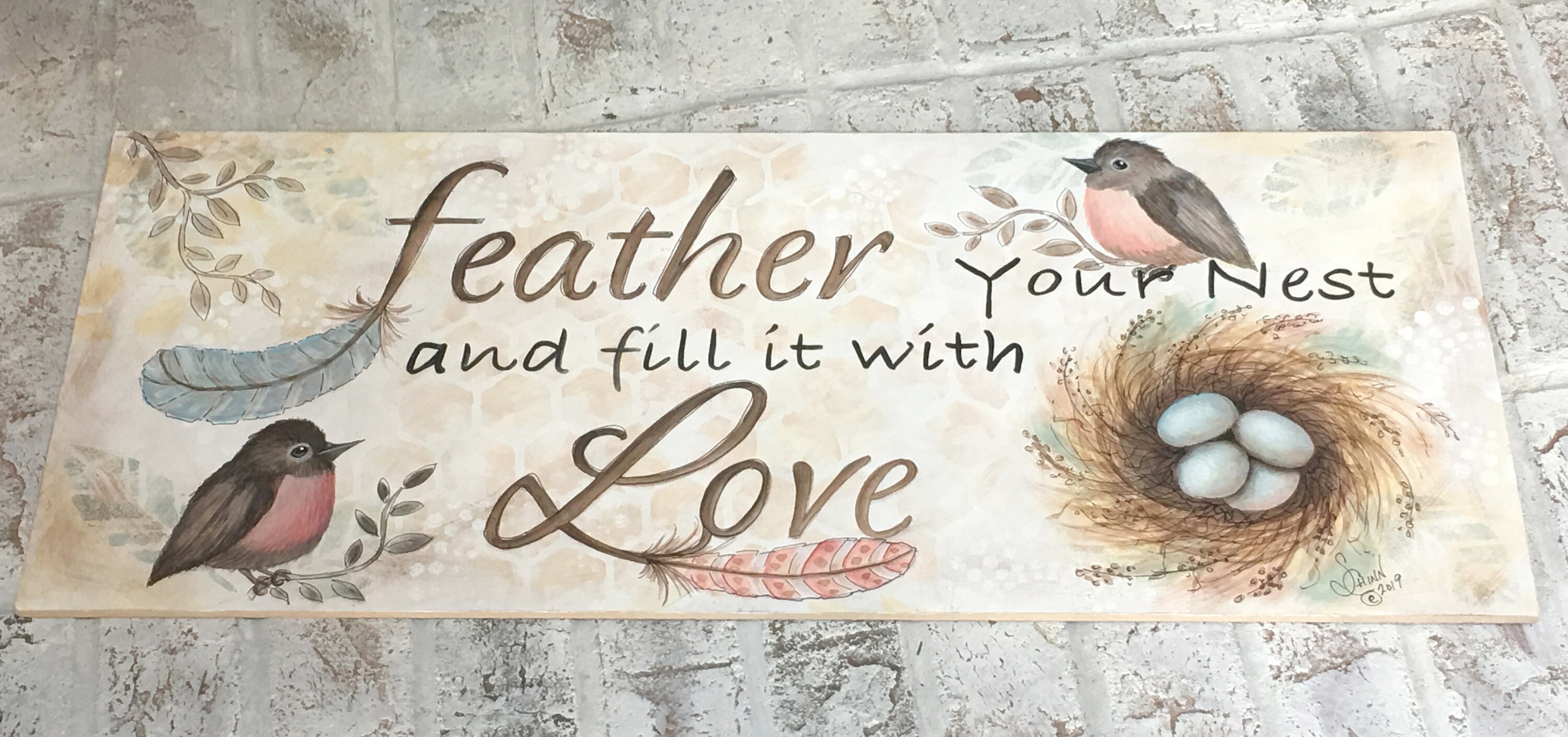 Painting Pattern Feather Your Nest Sign by Download Robin - Etsy