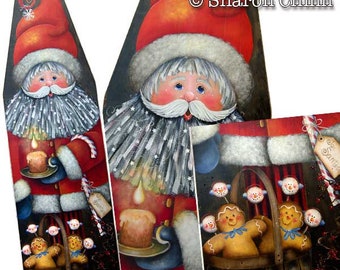 Santa, Gingerbread on Ironing Board Painting Pattern by Download, Santa's Midnight Snacks, Sharon Chinn, Sweet Patoodies, SC00283
