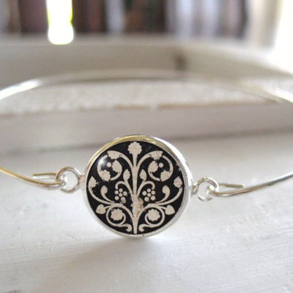 Medieval Tile Bracelet, medieval flower bangle, renaissance flower, renaissance ring, vintage flower jewelry, flower jewelry, gift for her