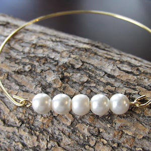 White Cultured Pearl Bracelet, white pearl bangle, Wedding Cultured Pearl Jewelry, Cultured Pearl Bangle, Cultured Pearl Bracelet