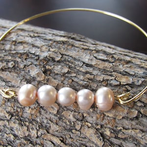 Blush Cultured Freshwater Pearl Bracelet, blush pearl bangle, Wedding Cultured Pearl Jewelry, Cultured Pearl Bangle, Cultured Pearl Bracelet