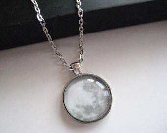 Moon Necklace, galaxy necklace, man on the moon, planet necklace, planet jewelry, space jewelry, handmade, gift for her, Christmas