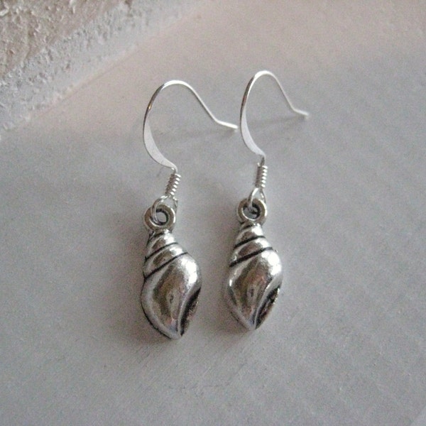 Seashell Earrings, silver seashells, conch shell earrings, silver seashell earrings, ocean lover, handmade, gift for her, Christmas