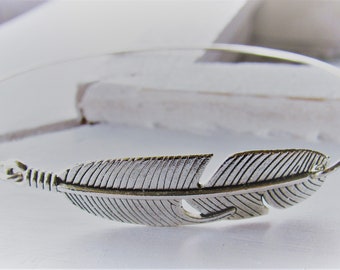 Feather Bracelet, silver feather, feather bangle, feather jewelry, feather bracelet, feather bangle, indian feather, gift for her, Christmas