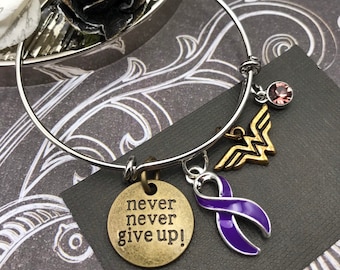 Lila Band Held Bettelarmband - Bauchspeicheldrüsenkrebs, Lupus, Epilepsie, Cystic Fibrose Bewusstsein / Überlebender - Morbus Crohn - Spoonie