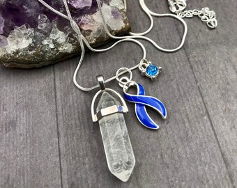 Periwinkle Ribbon Halskette - Heilender Bergkristall Anhänger
